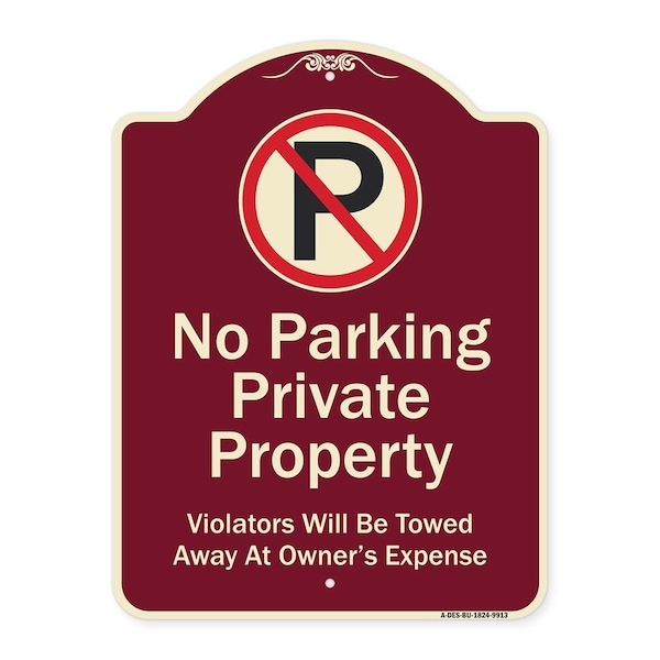 Designer Series-Private Property Violators Towed Away At Owner Expense With No, 24" H, BU-1824-9913